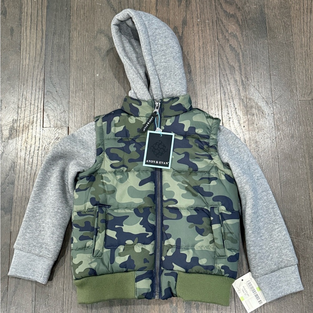 Andy & Evan Green Camouflage Vest with Gray Sleeves